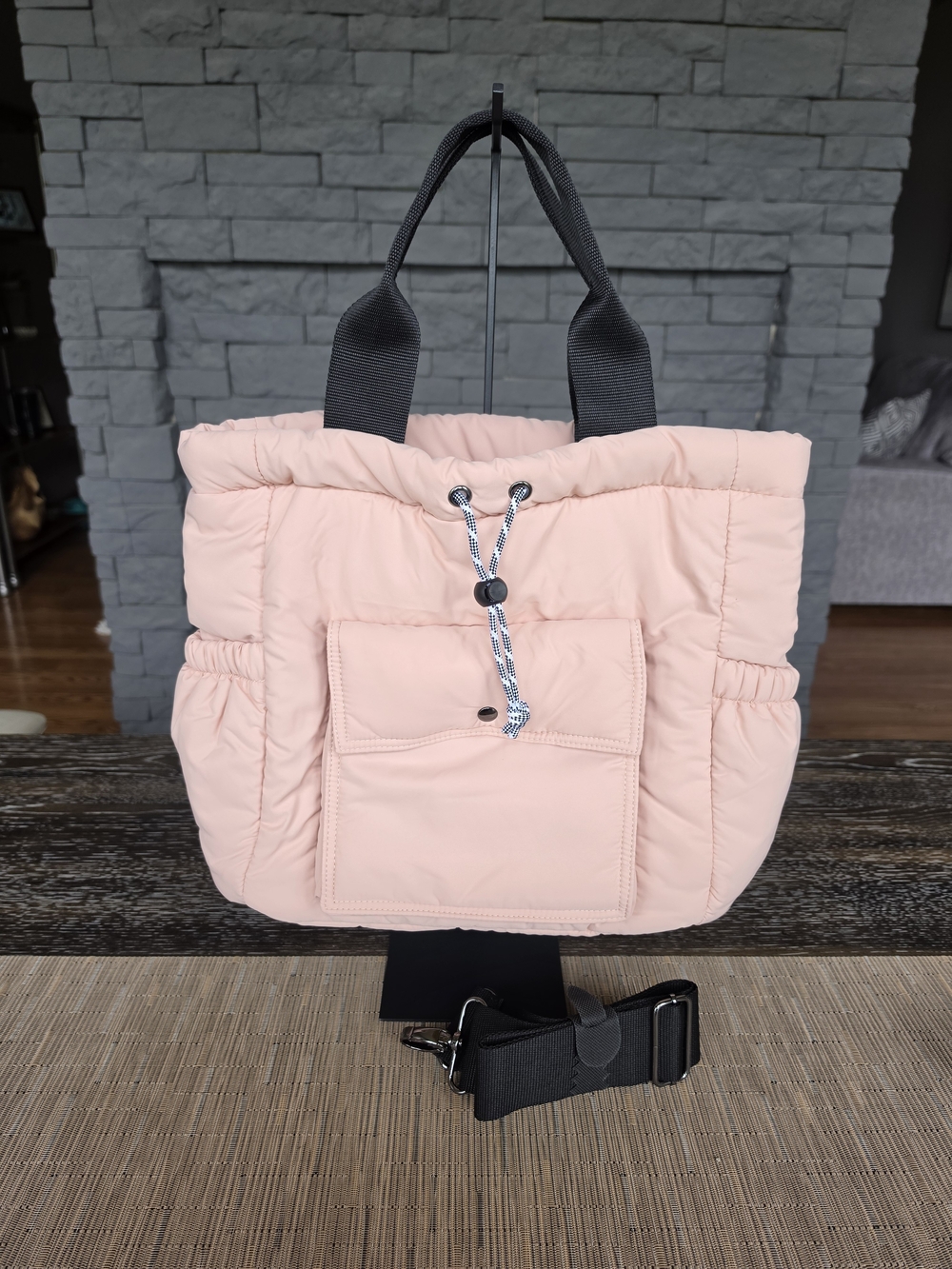 Quilted Puffer Tote Bag - Blush Pink